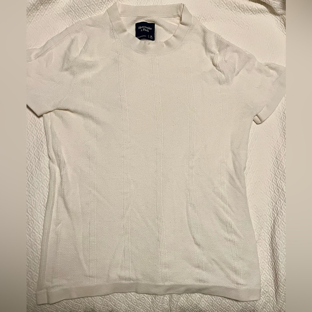 A&F white shortsleeved sweater.